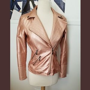 Carmin Rose Gold Moto Me Home Vegan Leather Jacket
